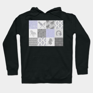 BoHo Horse Patchwork in purple and grey Hoodie